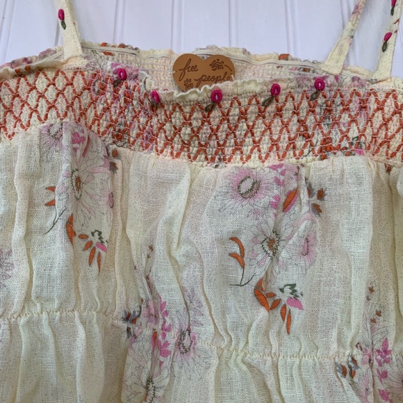 Free People Boho Pastel Butter Yellow Floral Tie Tank Top - Picture 4 of 8